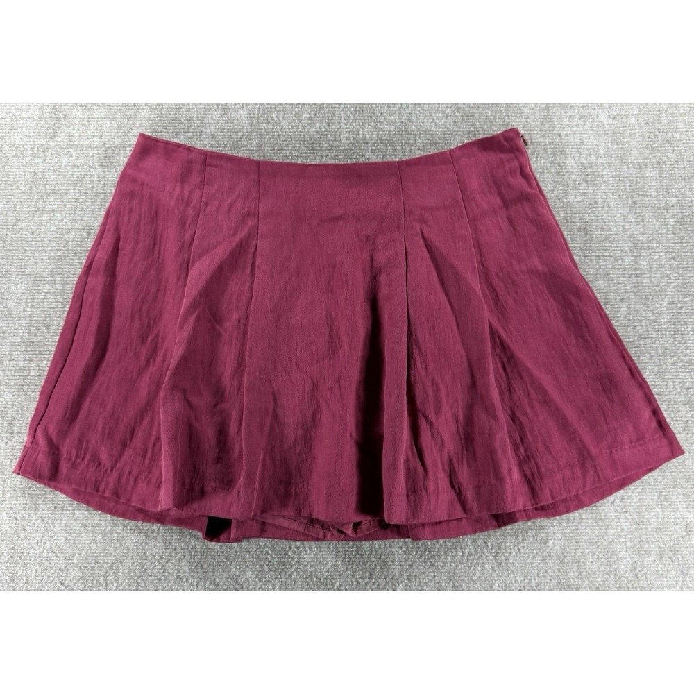 A New Day Women's Pleated Skort 12 Burgundy Lyocell Blend NWT Causal Skirt